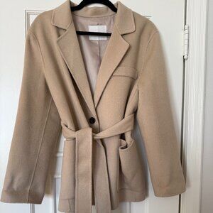 Lucia (Korean Luxury Fashion Brand) - Handmade Beige Wool Wrap Coat